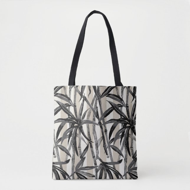 Tote Bambu Selva do Havaí - Bolsa de praia Negra (Frente)