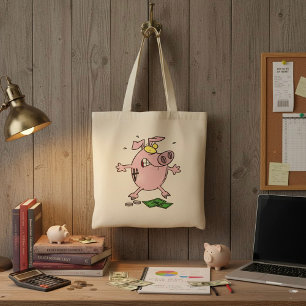 Tote Banco cor-de-rosa com bolsa de dinheiro