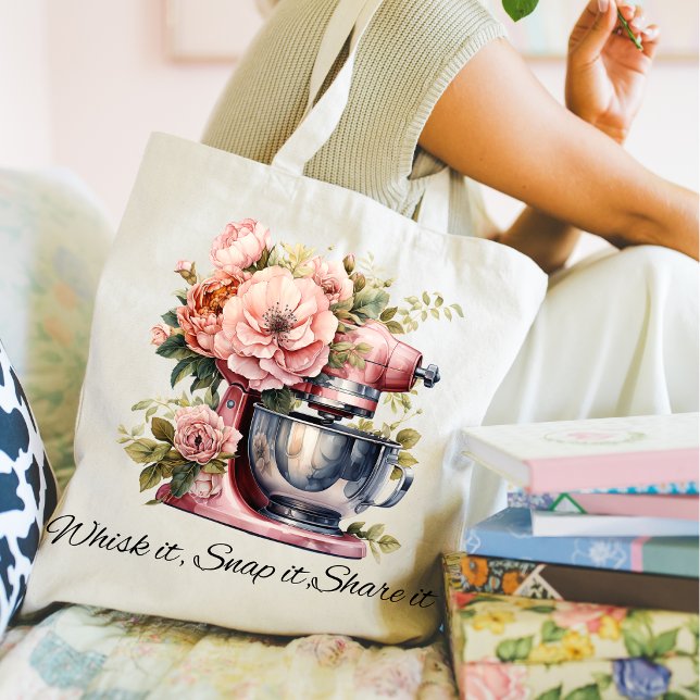 Tote Bata, fotografe, compartilhe | Bolsa de Compras pa (whisk it, snap it, share it, baking tote bag. )
