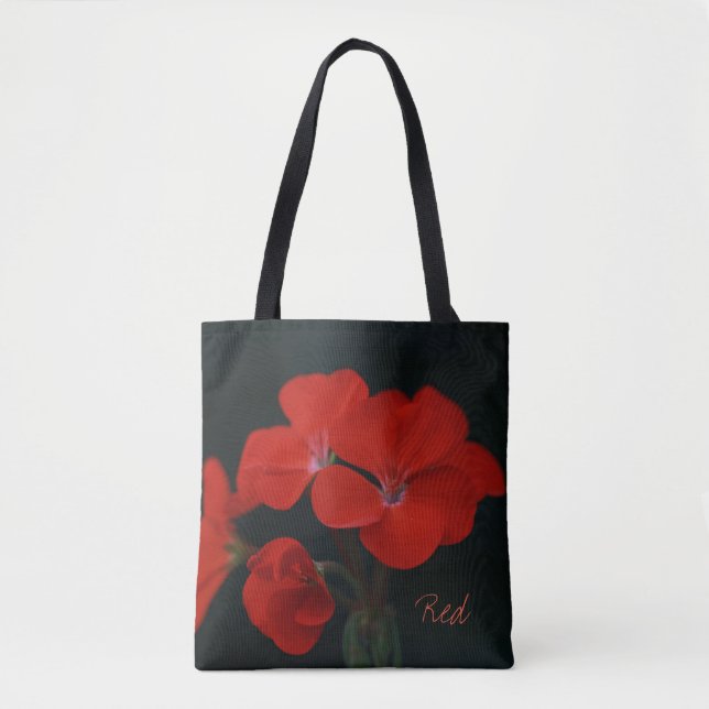 Tote Bela Bolsa de Compras com Flores Vermelhas (Frente)