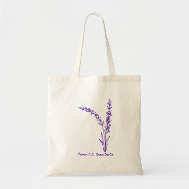 Tote Belo Bolsa de desenho botânico da flor da Lavanda  (Frente)