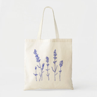Tote Belo Bolsa de desenho botânico da flor da Lavanda 