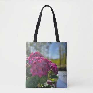 Tote Belo bolsa floral de hydrangea roxa