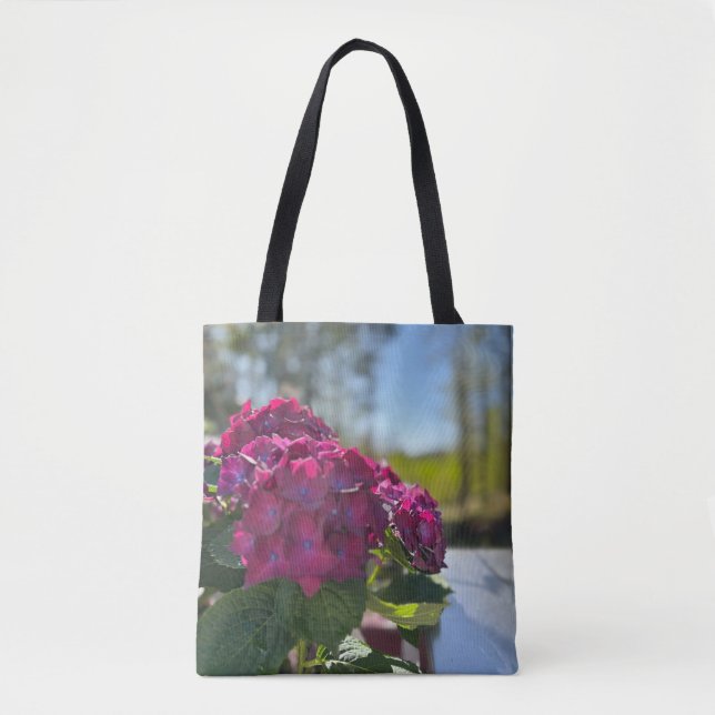Tote Belo bolsa floral de hydrangea roxa (Frente)