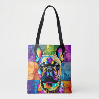 Tote Belo Bulldog Francês "Frenchie" Colorful Bolsa