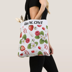Tote Berry Personalizado,Flor RX Símbolo Farmácia Bolsa