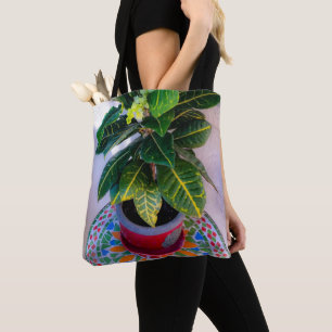 Tote Blooming Croton na Bolsa de Mesa Mosaica