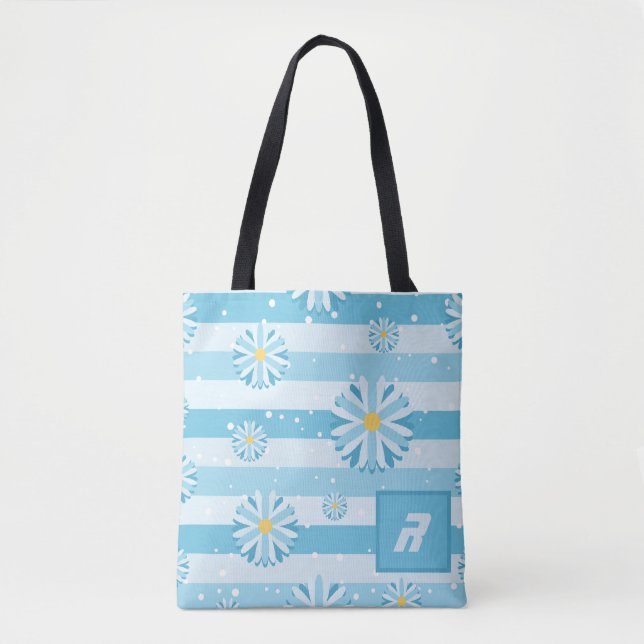 Tote Blue Snowflake Daisies Comprando Bolsa (Frente)