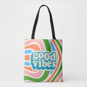 Tote 'Boas Vibrações' Estética Retro Wave Bolsa Ombro