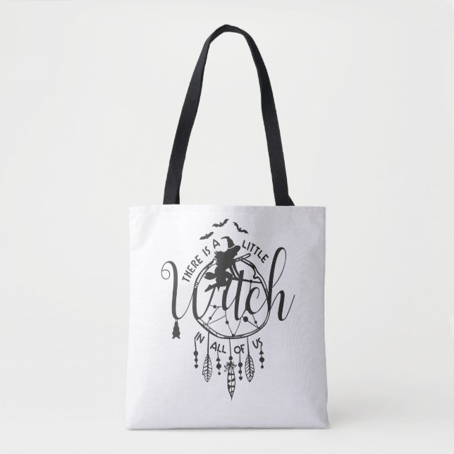 Tote Boho Witch Vibes Bolsa - Pequena Bruxa em Todos nó (Frente)
