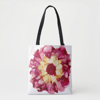 Tote Bolsa Abstrato de Flor Vermelho e Amarelo
