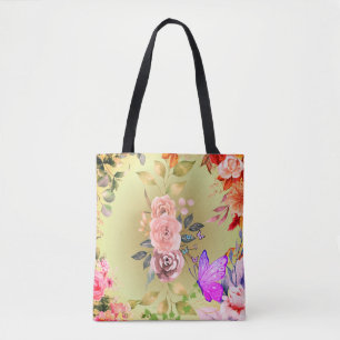 Tote bolsa adornado com uma explosão de flor colorida