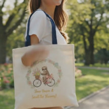 Bolsa Aesthetic de Watercolor Sloth Floral