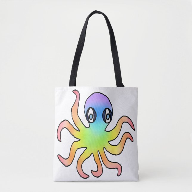 Tote Bolsa All-Over - Arco-íris Octopus (branco) (Frente)