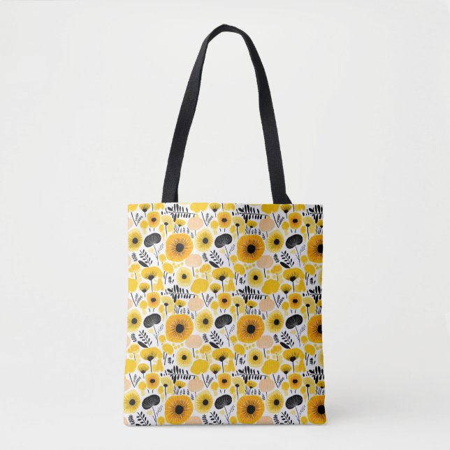 Tote Bolsa Amarela de Flores Totem (Frente)