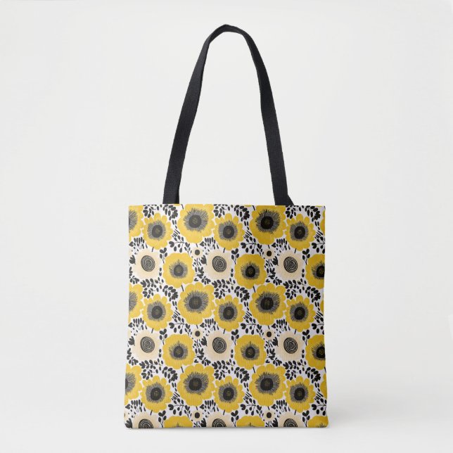 Tote Bolsa Amarela de Flores Totem (Frente)