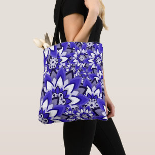 Tote Bolsa Artesanal de Girassóis Azuis