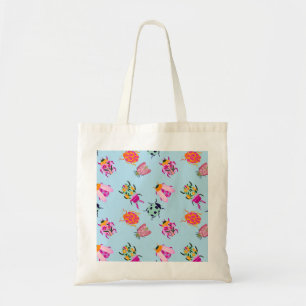 Tote Bolsa azul colorida de besouros de jardim