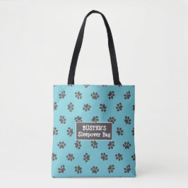 Tote Bolsa Azul com Pegadas de Cachorro