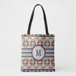 Tote Bolsa Azul e Marrom do Sudoeste Abstrato