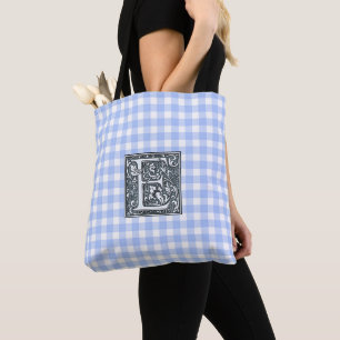 Tote bolsa azul xadrez