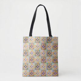 Tote Bolsa Azulejo Laranja-Verde-Azul