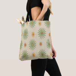 Tote Bolsa Beige e Verde Boho Starburst