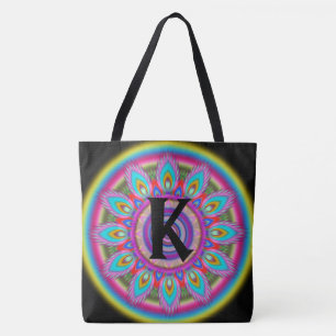 Tote Bolsa BLACK 2 psicedélico grande inicial personali