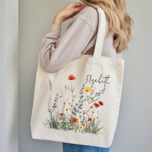Tote Bolsa Botânica Personalizada de Aquarela, Presente
