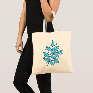 Tote Bolsa botânico em azul e Marinho