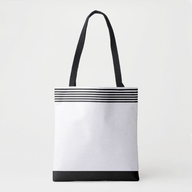 Tote Bolsa branco-preto-e-estirado (Frente)