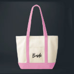 Tote Bolsa Bride<br><div class="desc">O saco de totas é mostrado a rosa com texto especial Bride. Cor bolsa: Natural/Rosa</div>