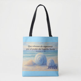 Tote Bolsa caracolas de Mar con Versículo Romanos