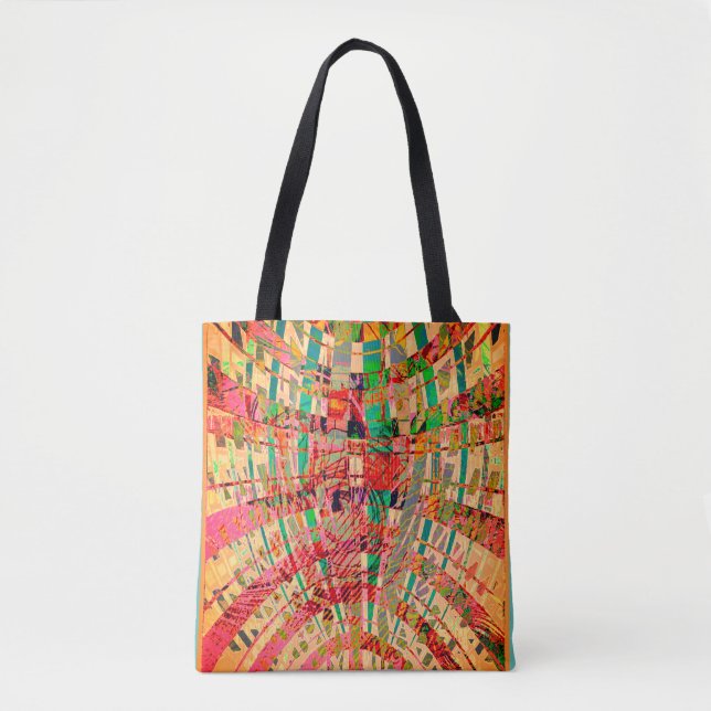 Tote Bolsa Chic de Estilo Folclórico Abstrato para Comp (Frente)