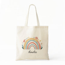 Bolsa Chic Floral Boho Arco-Íris Minimalista