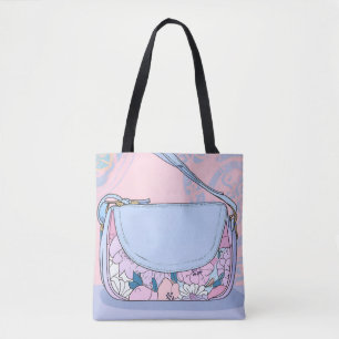 Tote Bolsa Chic Floral Rosa Pastel Lavanda