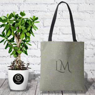 Tote Bolsa Chic Monograma Oliva Taupe com Detalhe em Br