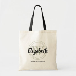 Tote Bolsa Chic Monograma Verde Oliva Inicial Nome Scri