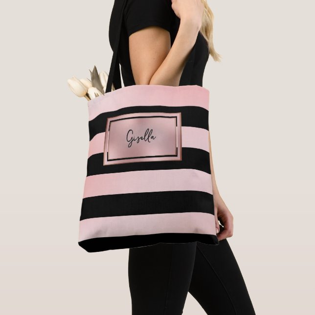 Tote Bolsa Chic Rose Gold Listras (Close Up)