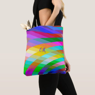 Tote Bolsa Clássico com faixas multicolores brilhantes