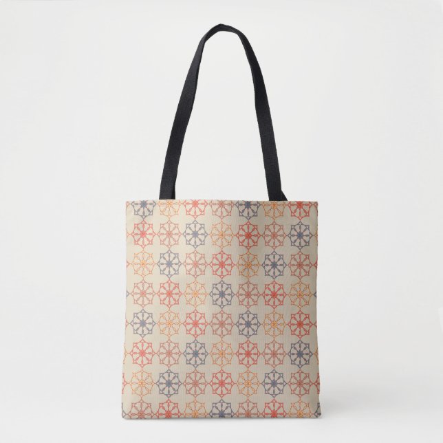 Tote Bolsa Colorida com Padrão Ogee e Quadrado (Frente)