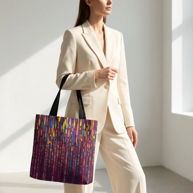 Tote Bolsa Colorida de Padrão Abstrato com Geométrico  (Criador carregado)