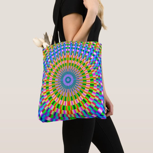 Tote Bolsa com Design de multicoloração circular Mosiac (Close Up)