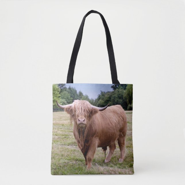Tote Bolsa com Estampa Total de Vaca das Terras Altas (Frente)