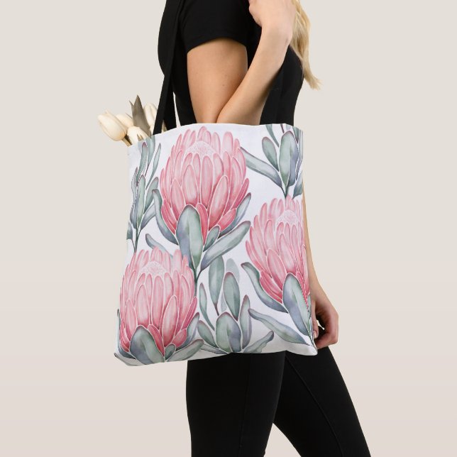 Tote Bolsa com flores charmosas e delicadas. (Close Up)