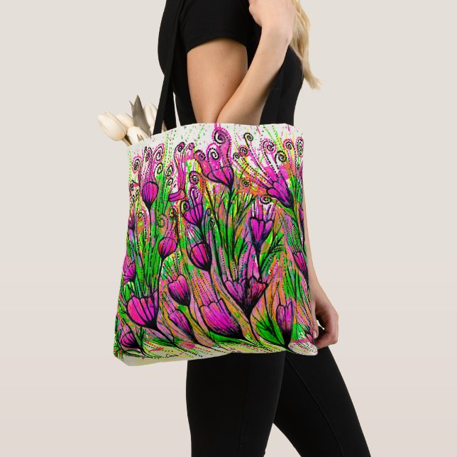 Tote Bolsa com flores rosa (Close Up)