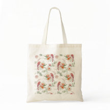 Bolsa com Pássaros & Flores em Bege