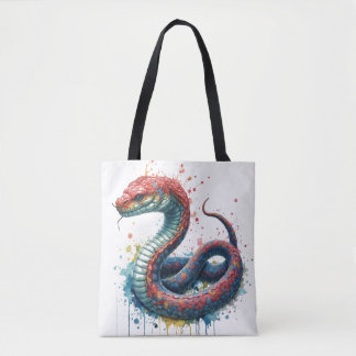 Tote bolsa com um design de cobra artístico colorido!