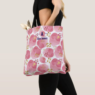 Tote Bolsa Costal Floral Rosa Personalizada – Bolsa com