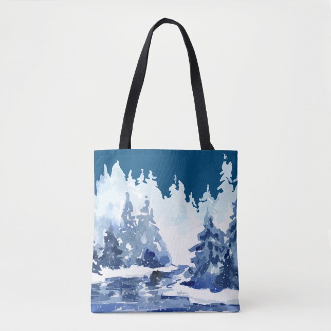 Tote Bolsa da cena da floresta de inverno (Frente)